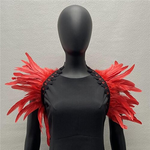 Accessoires de samba pour le carnaval de Rio 2026: boléro à plumes rouges et noires pour femme, épaulettes en dentelle, costume de scène brésilien