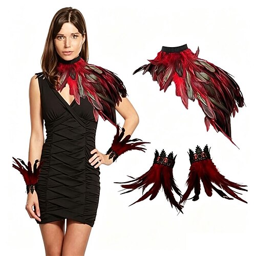 Ensemble de costume de samba 3 pièces rouge et noir à plumes pour femme, accessoires pour le carnaval de Rio 2026, col asymétrique et manchettes, costume de scène pour festival brésilien