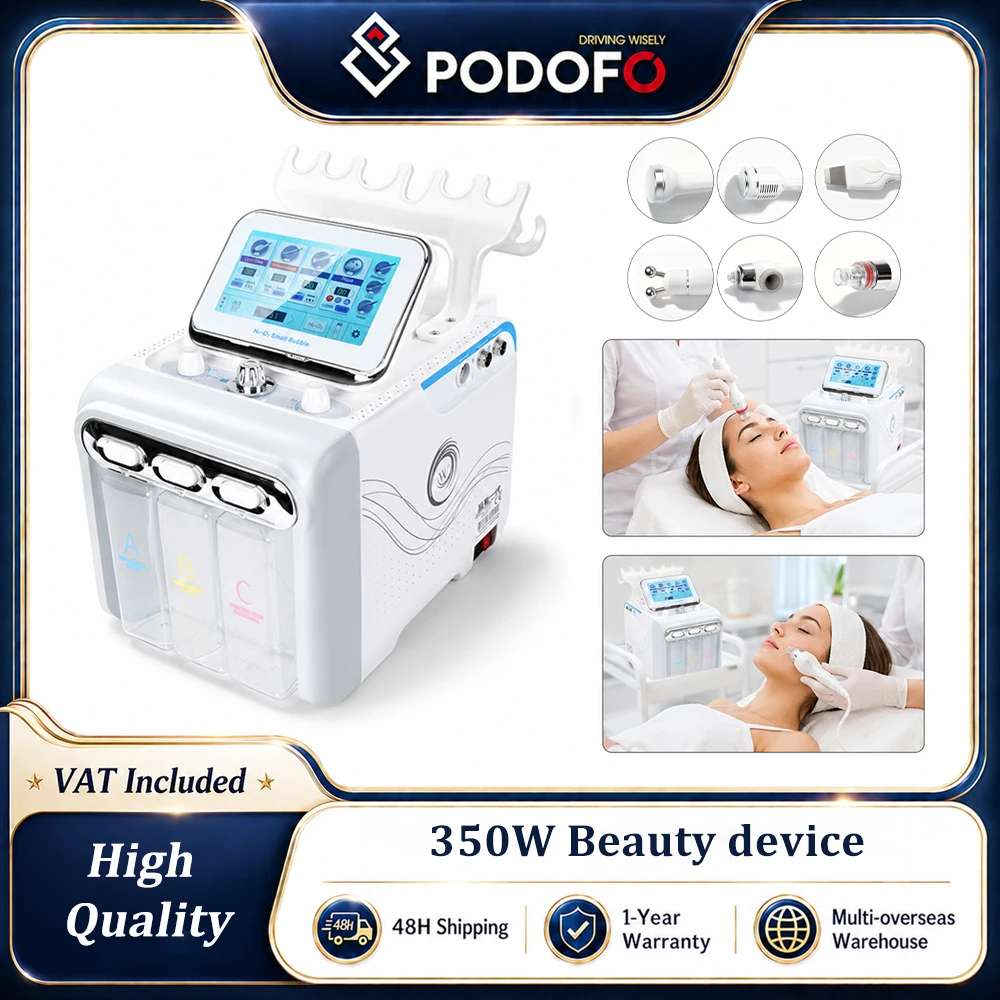 Appareil de soin du visage Podofo 6/7 en 1 Hydra Aqua, nettoyage en profondeur, rajeunissement de la peau, peeling aquatique, équipement de soin du visage pour salon et usage domestique, injection d