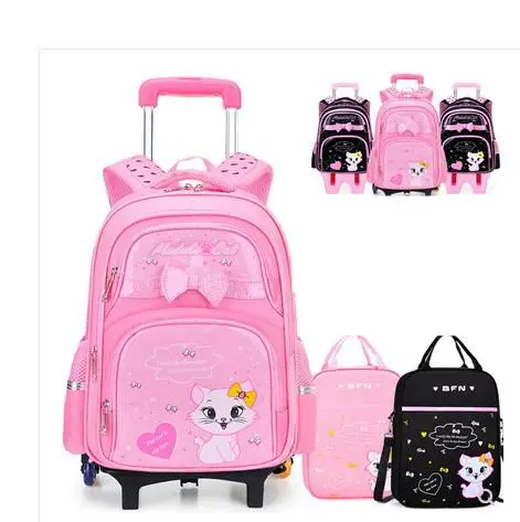 Étudiant école sacs à dos roulants école chariot sac ensemble pour filles école sac à roulettes école voyage chariot sac à dos sac pour enfant