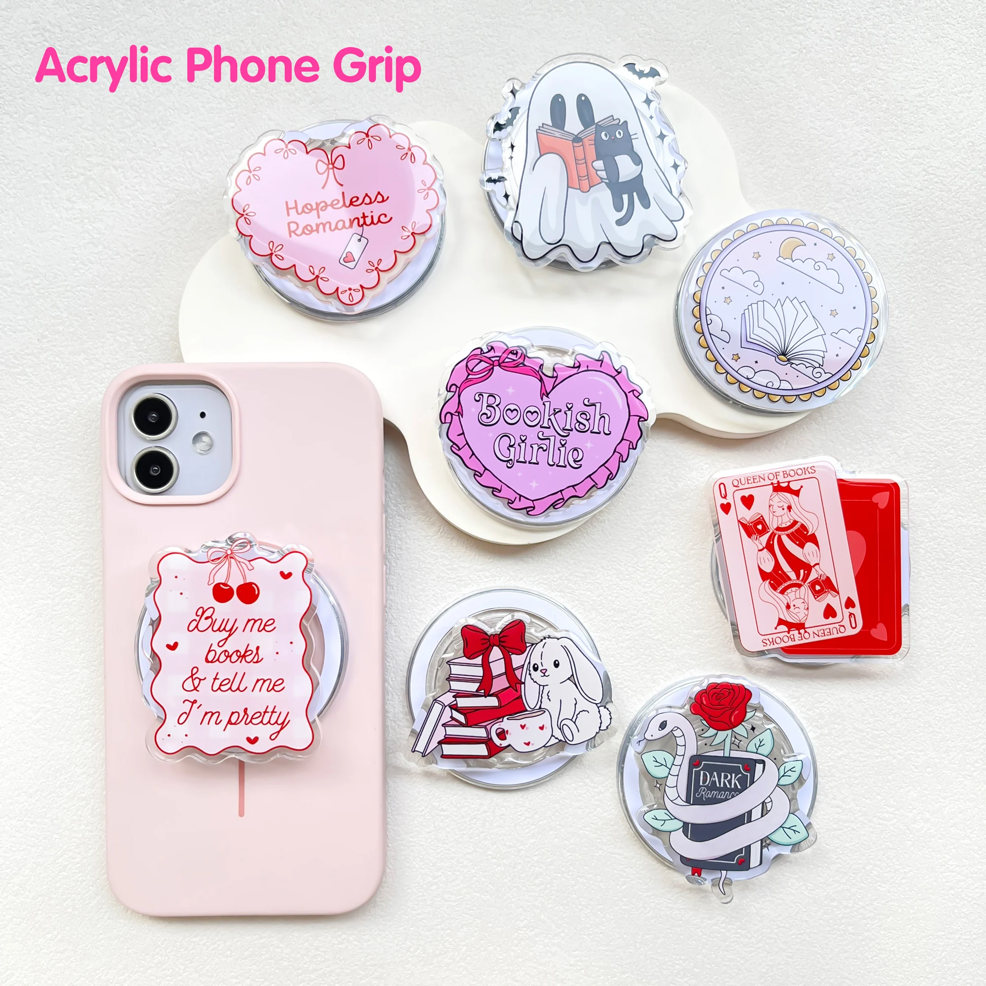 Magnetic Phone Grip Acrylic Phone Stand Cute Phone Holder for iPhone MagSafe Compatible Poppings Grip Expandable Phone Socket