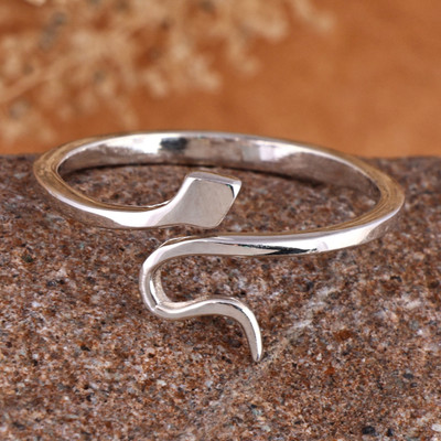 Snake Splendor,'Modern Sterling Silver Snake Wrap Ring with Polished Finish'