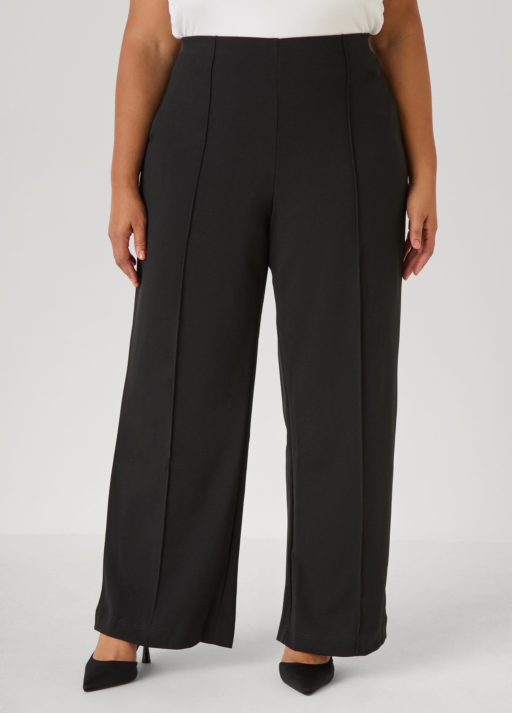 Plus Size Seamed High Waist Wide Leg Pants
