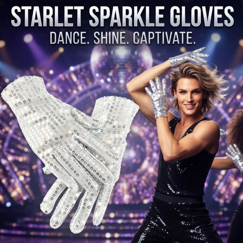 Gants à paillettes blanches pour la danse, les boîtes de nuit et les spectacles, bal masqué, festival, costume, accessoire unisexe pour hommes, femmes, danseurs
