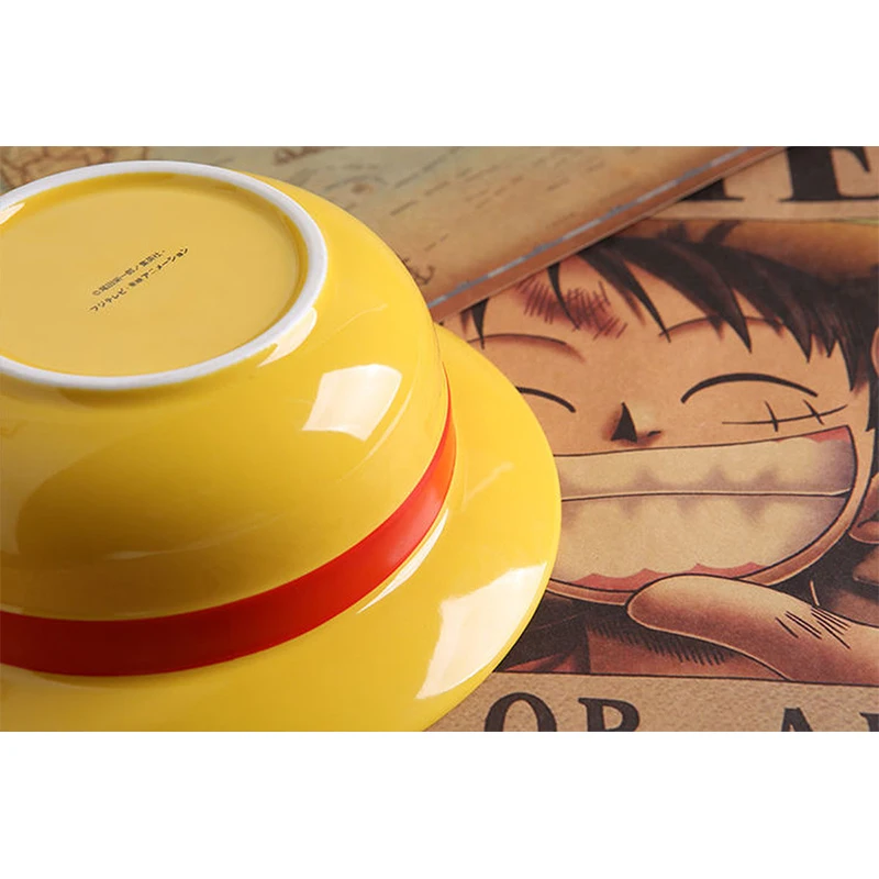 ONE PIECE Luffy Straw Hat Bowl Cute Ramen Bowl Cartoon Household Ceramic Tableware Noodle Bowl Anime Chopstick Ornaments Gifts