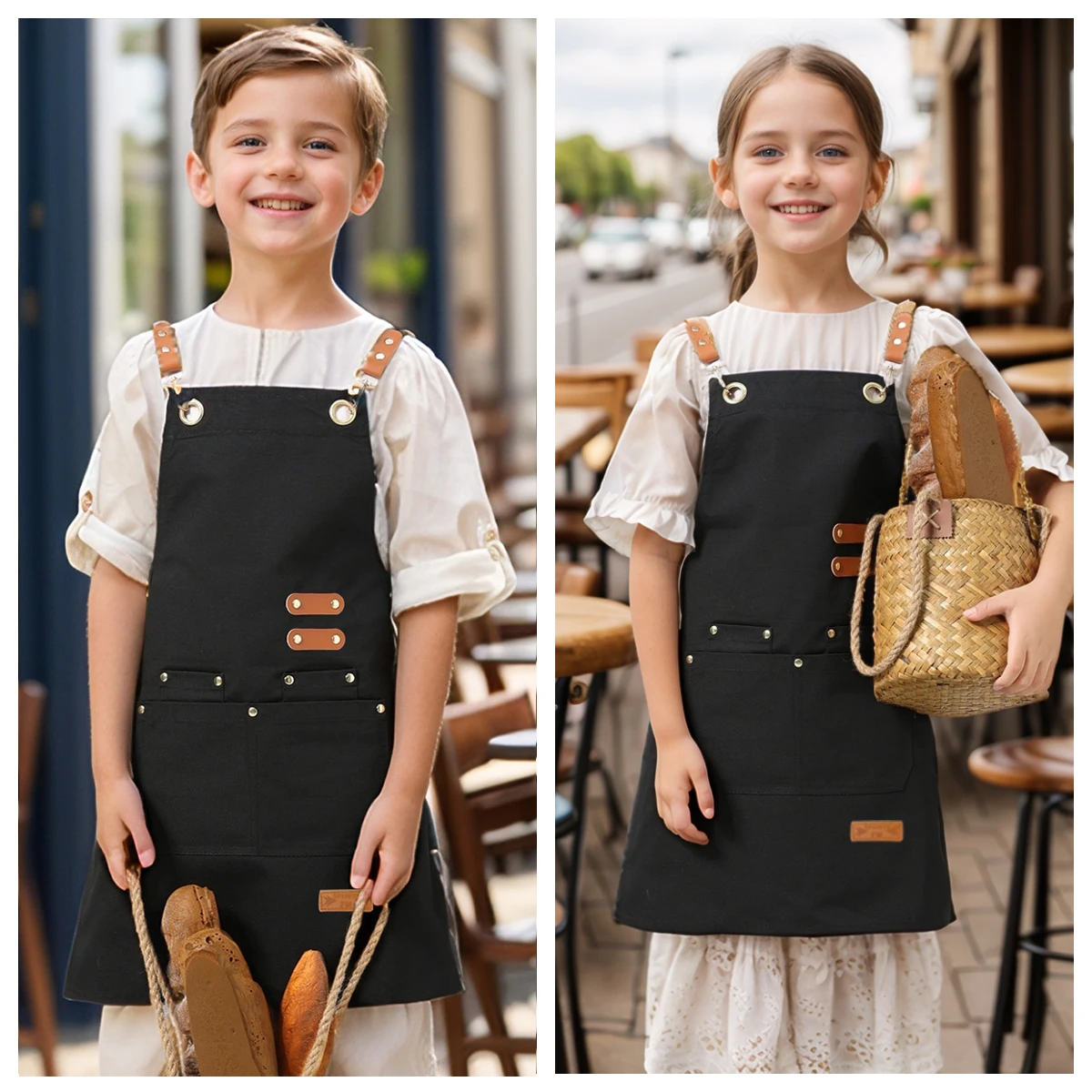 Children's Apron with Multiple Pockets for Painting And Craft Activities Kids' Utility Apron for Household And Kitchen Use