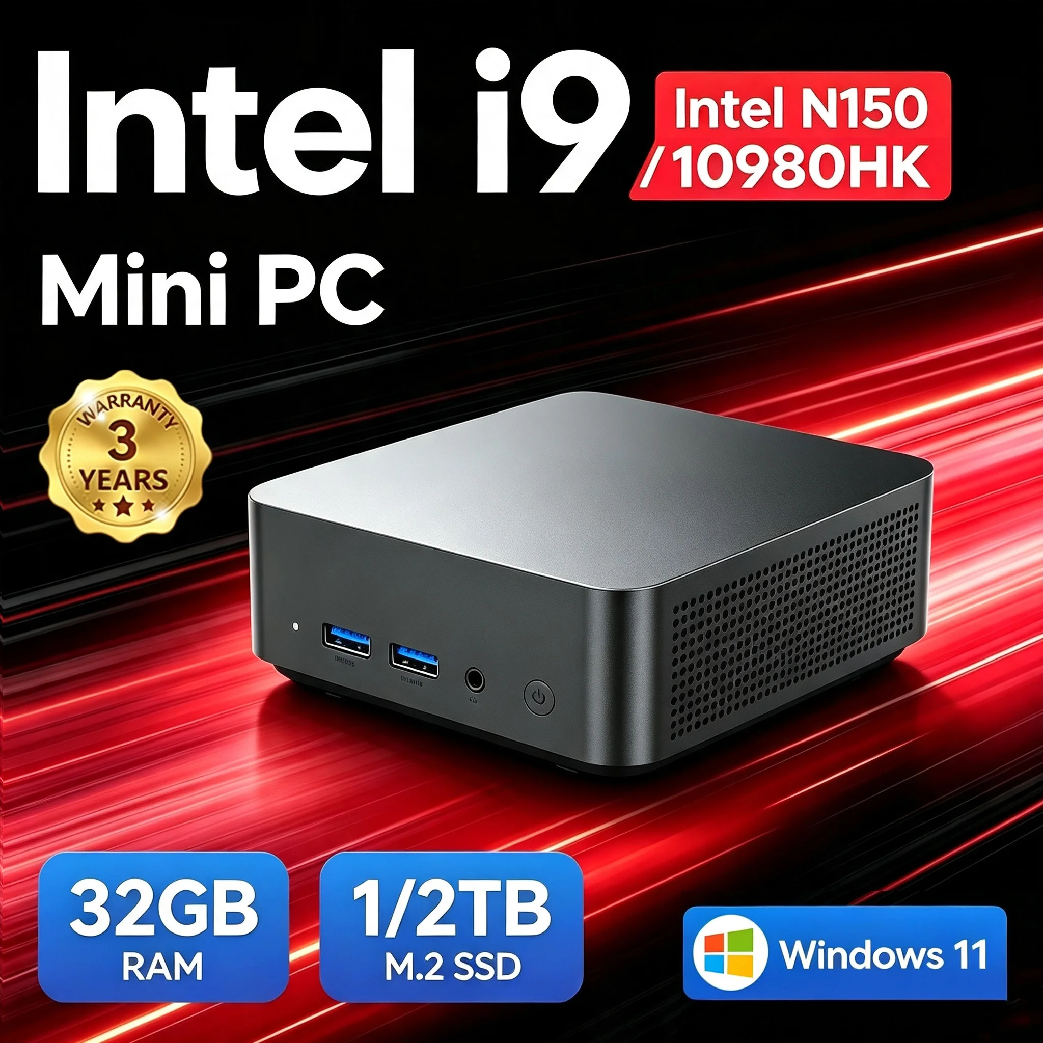 2026 Mini-PC Intel Core I9 10980HK N150 Gaming-Computer Windows 11 Desktop-PC 16GB RAM 1TB 2TB SSD WiFi6 BT5.2 Tragbarer Gamer-PC