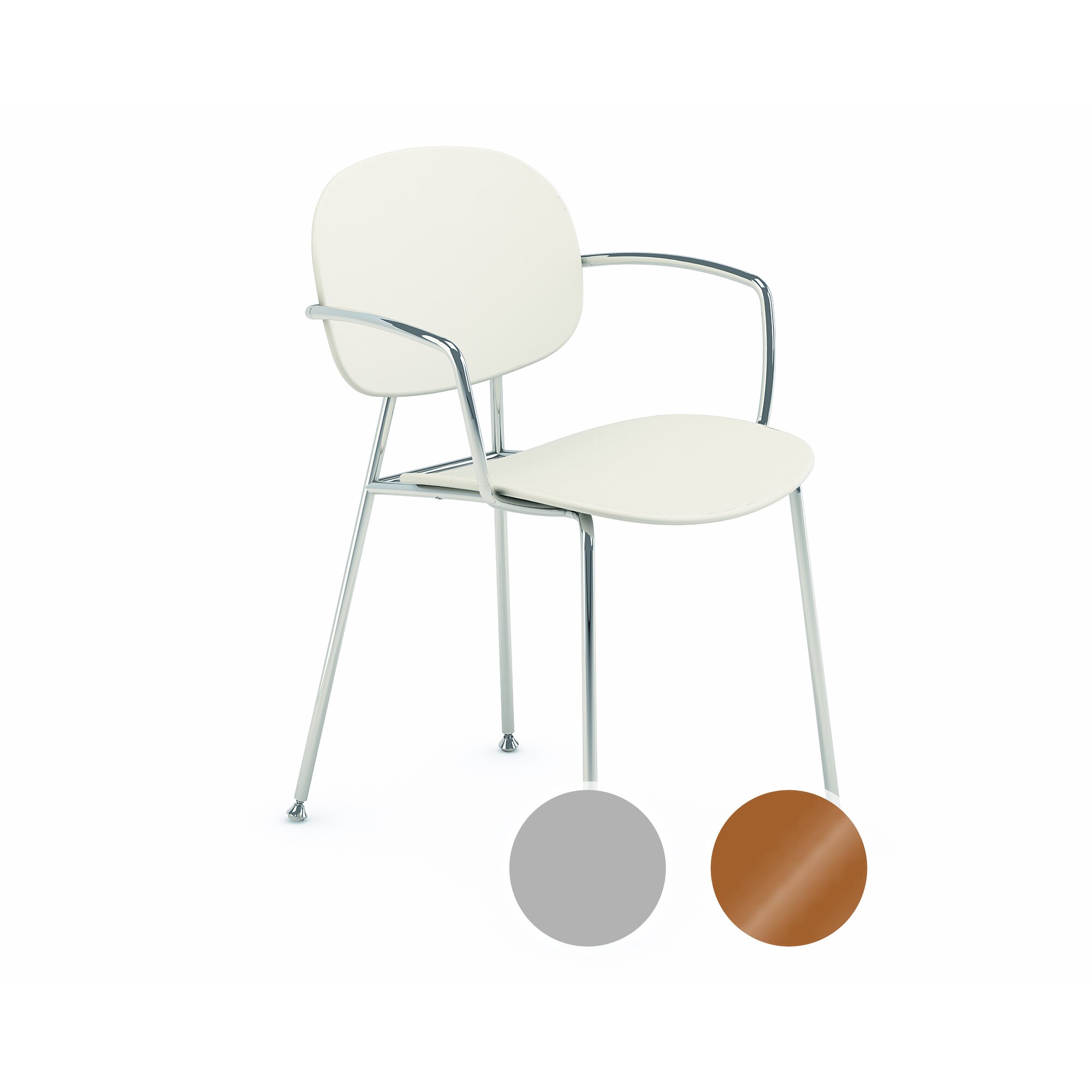 infiniti »TONDINA POP« 4 Legs mit Armlehne Designer-Stuhl AC12 Stahl schwarz verchromt / IS020 Weiss