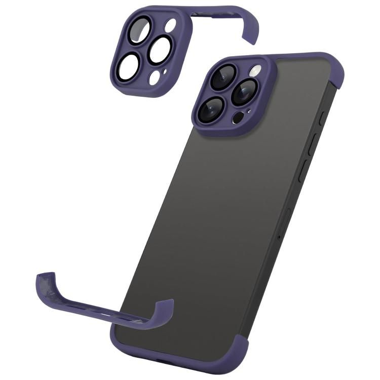 Ultra Thin Frameless IPhone 16 Pro Case With Airbag Corners & Camera Lens Protector purple