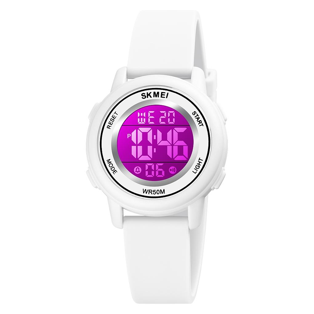 SKMEI 1721 Digital Sports Watch 50M Waterproof Watch With LED Display And Silicone Strap white