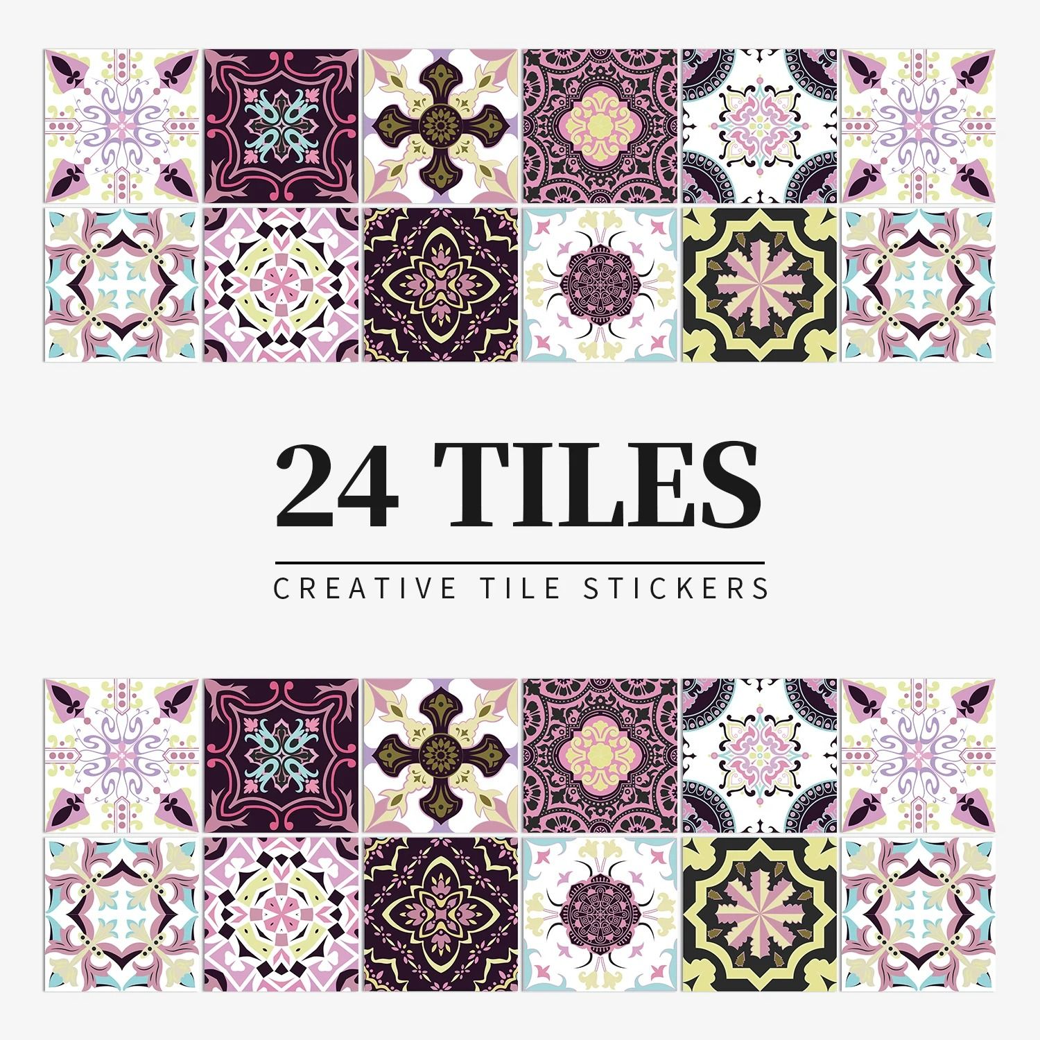 24 Piece Light Color Peel and Stick Tile Stickers style Hz31 8 X 8 In