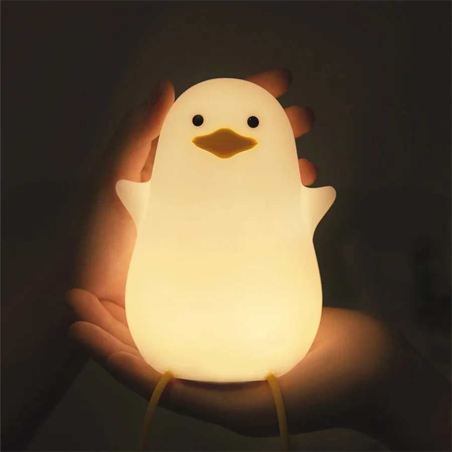 USB Rechargeable Duck Silicone Night Light For Kids With Touch Dimming Timer And Cute Sleep Lamp style B