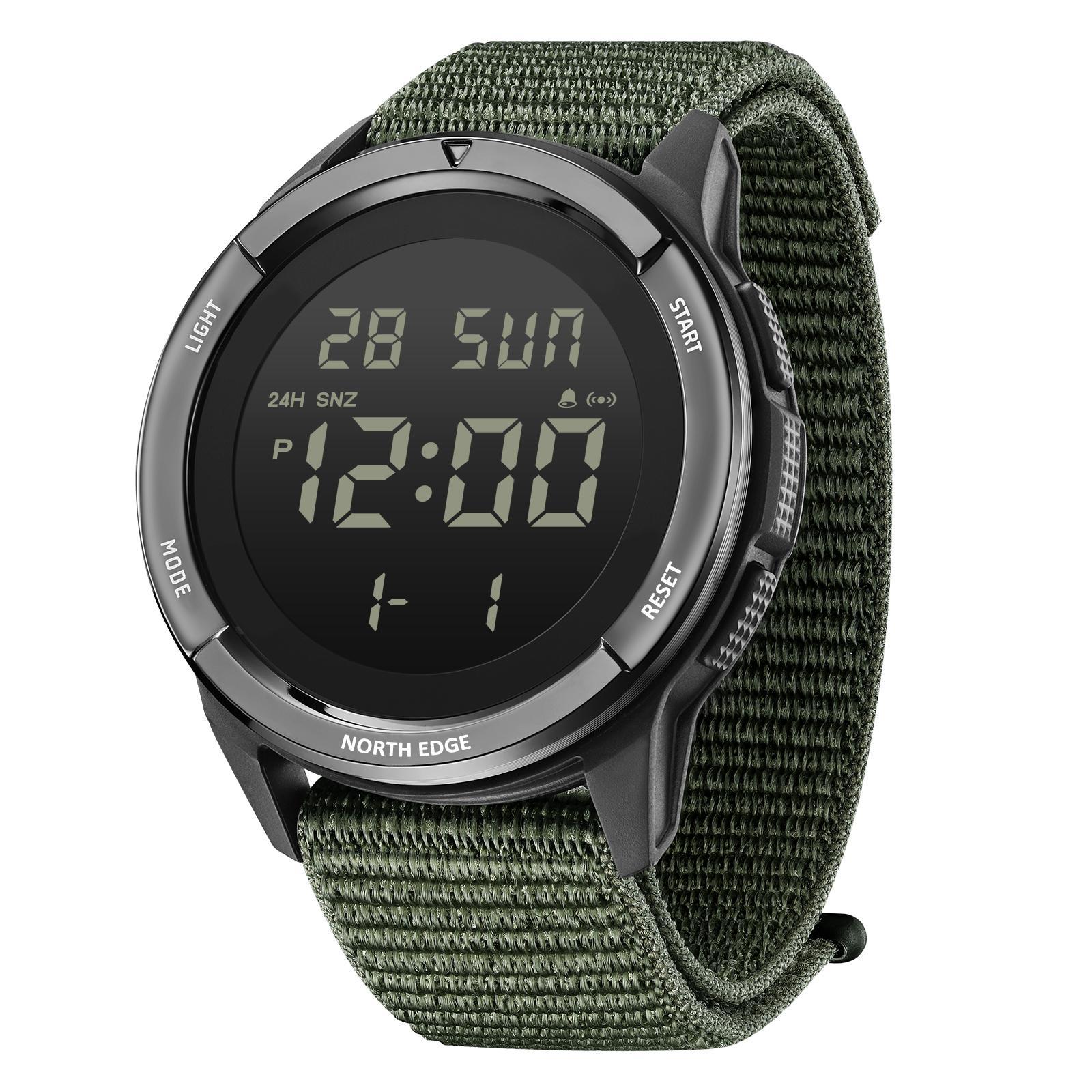 NORTH EDGE TERRAX Outdoor Sports Watch Waterproof Tactical Military Watch With Nylon Strap green