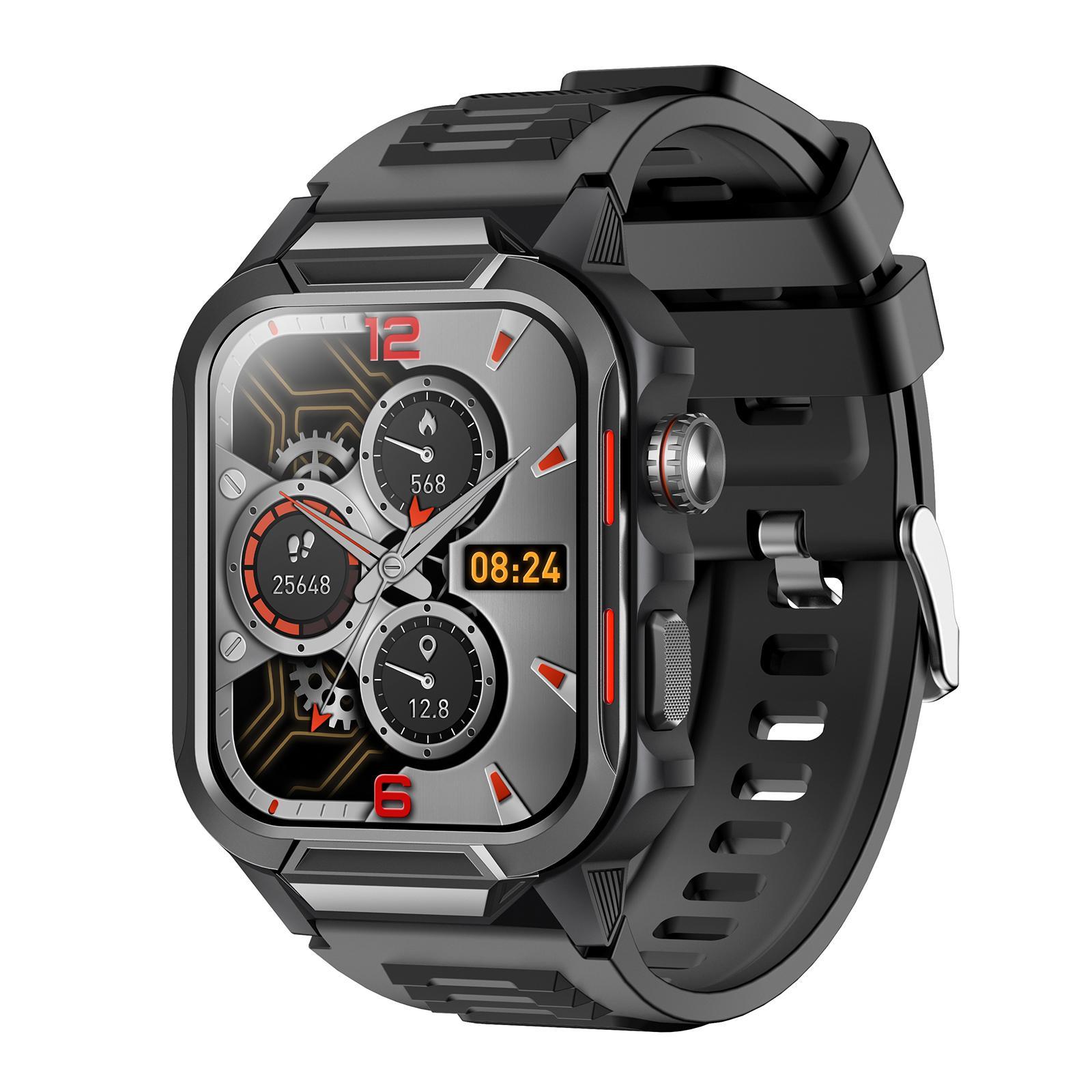 GS9 Rugged Smart Watch 1.96 Inch TFT Display 3ATM Waterproof Smartwatch With Bluetooth Calling black+black