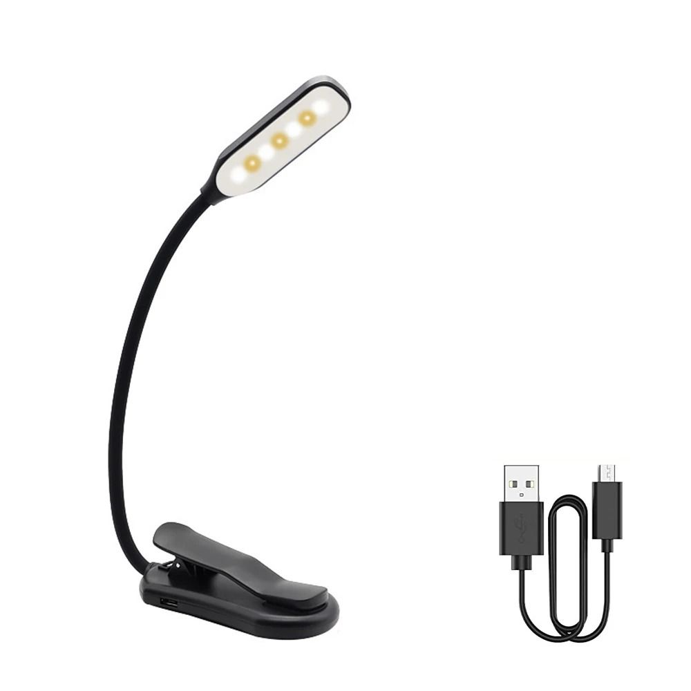Rechargeable Seven LED Clip Book Light With Three Reading Modes Anywhere black