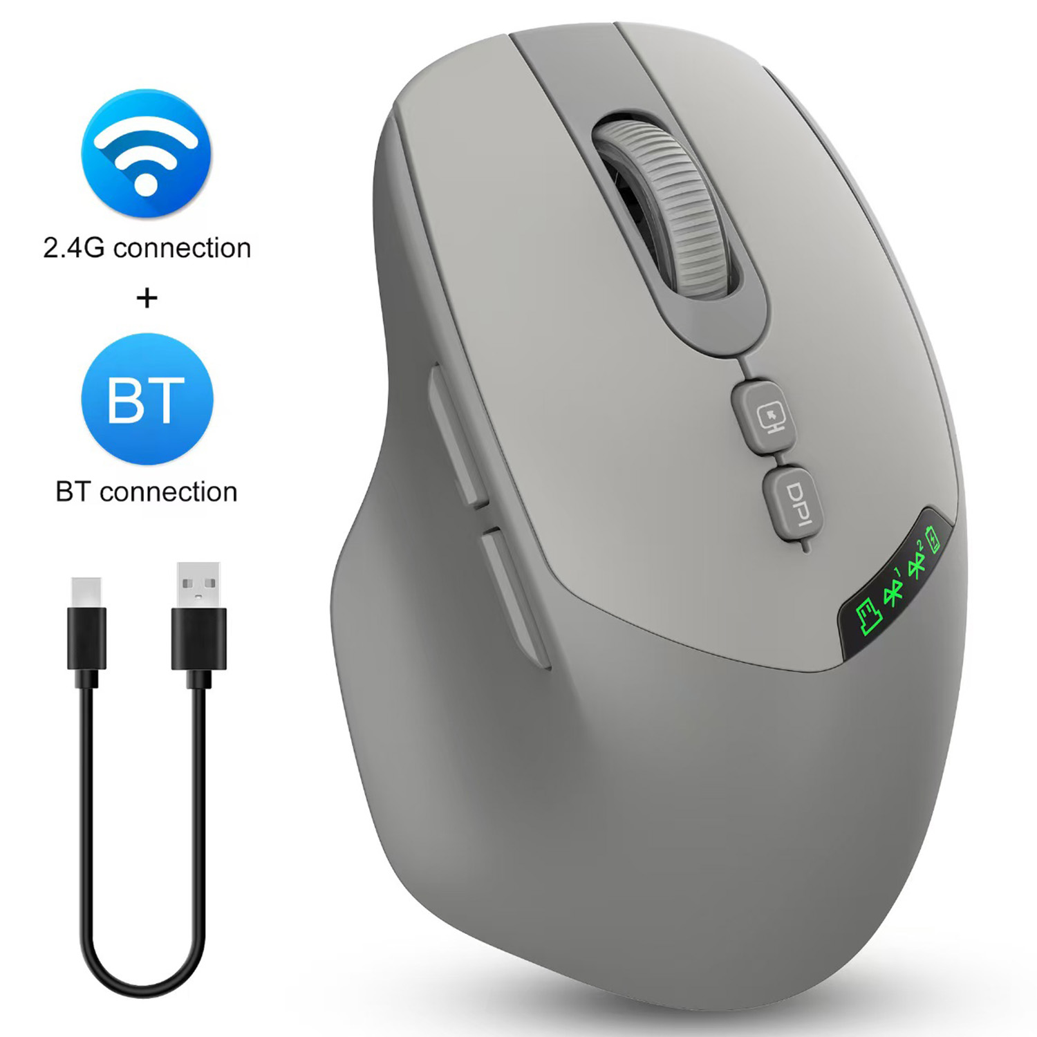 Quiet Connect Dual Mode Silent Wireless Mouse vintage Grey