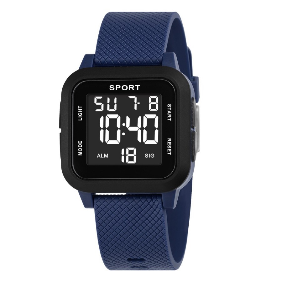 Digital Sports Watch Waterproof Military Wristwatch With Alarm & Stopwatch blue black