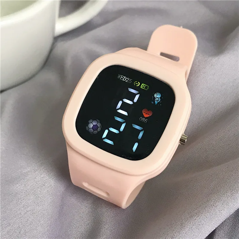 Digital Watch For Men & Women Large Dial Sports Watch With Silicone Strap pink