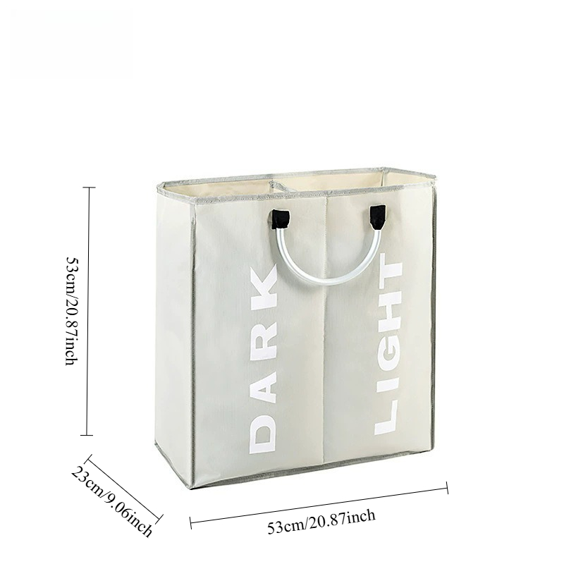 Oxford Cloth Laundry Hamper Foldable Laundry Basket With Carry Handles light Grayb