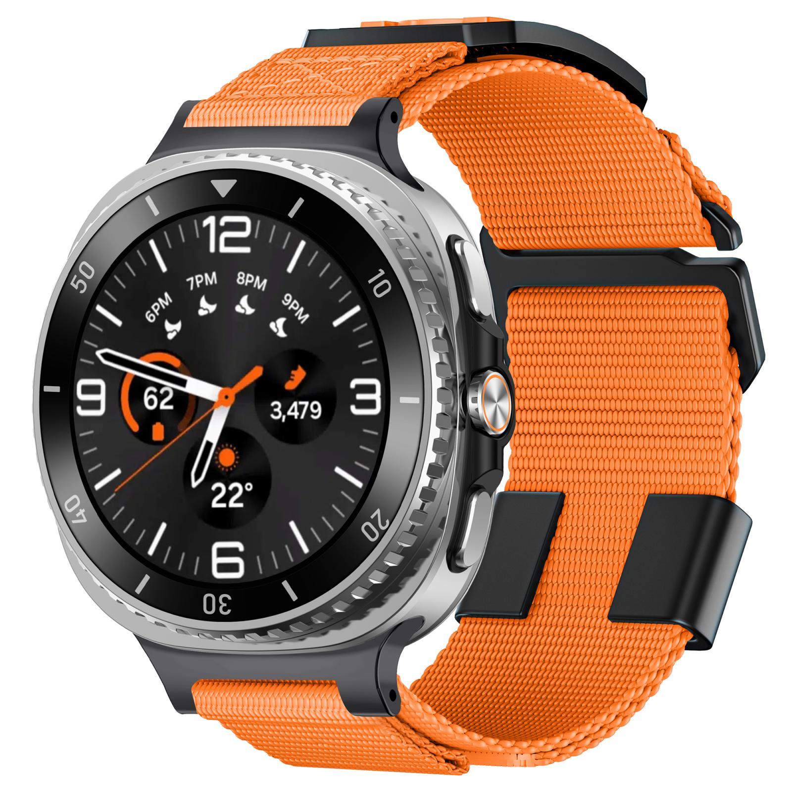 Kalebol Samsung Galaxy Watch 8 Band Braided Nylon Sport Watch Band Adjustable Replacement Strap orange