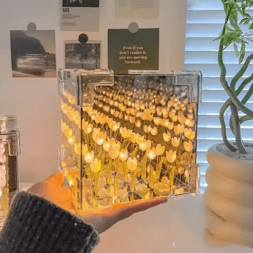 DIY Tulip Cube Night Light Kit Tulip Night Light Creative DIY Lamp Kit For Romantic Room Decor yellow