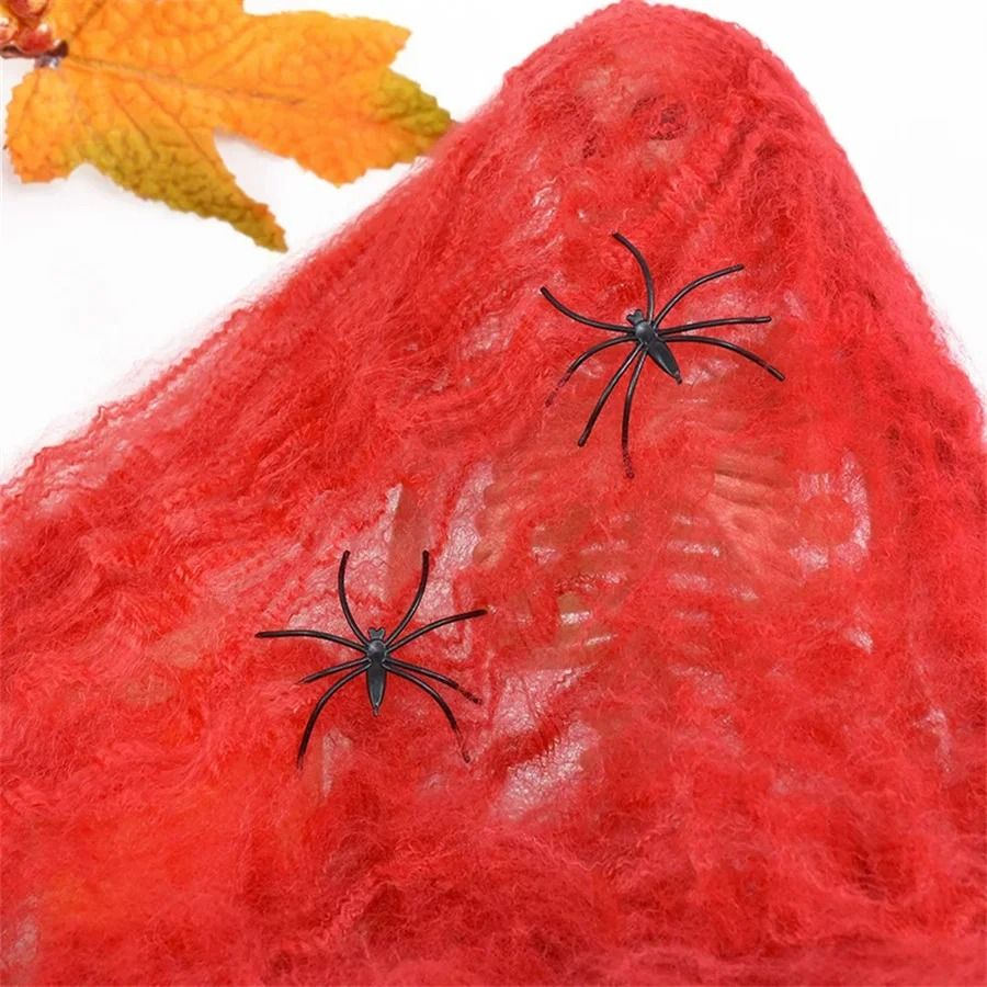 Stretchable Halloween Spider Web Decor red