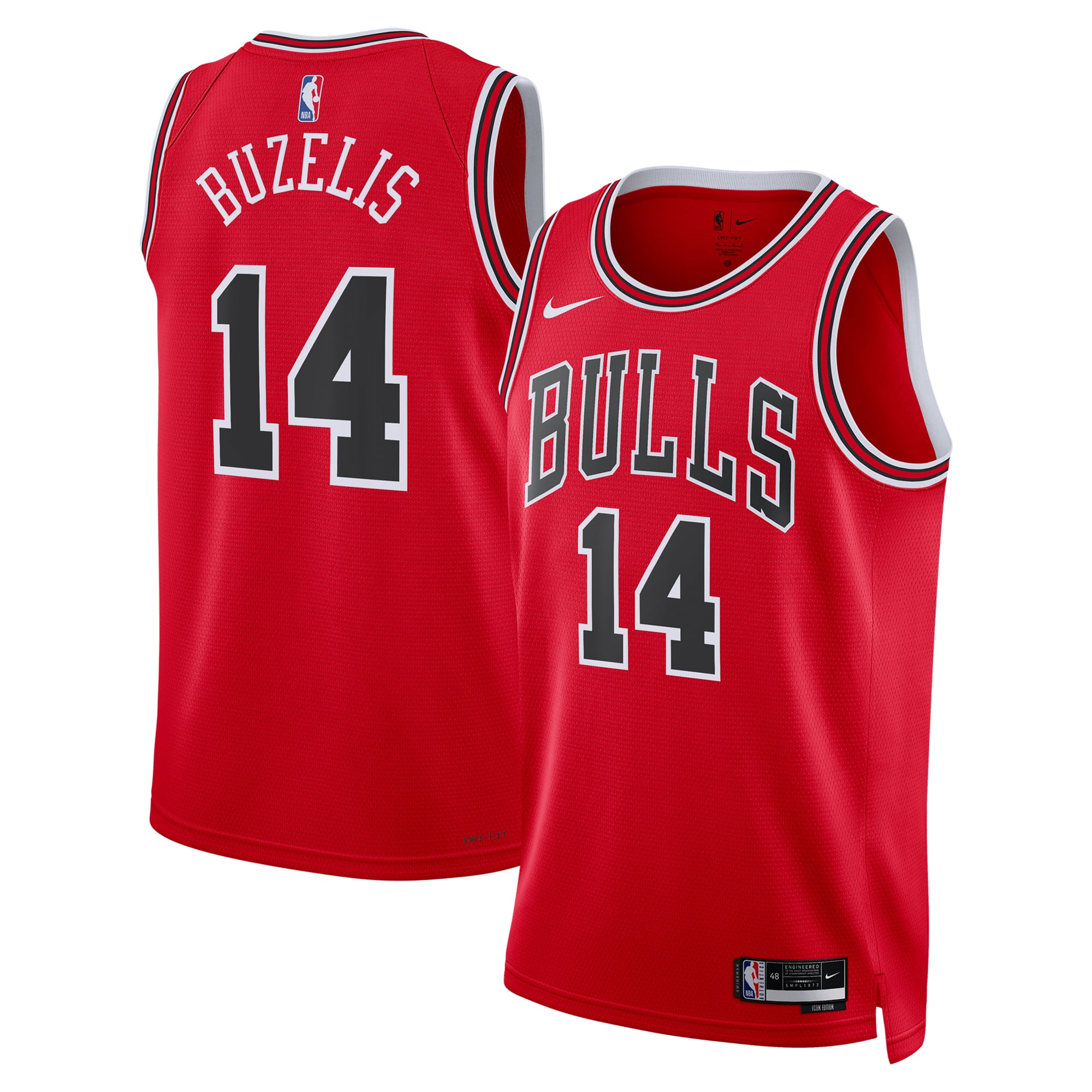 Maillot Nike Icon Swingman des Chicago Bulls - Rouge - Matas Buzelis - Unisexe - Homme Taille: XL