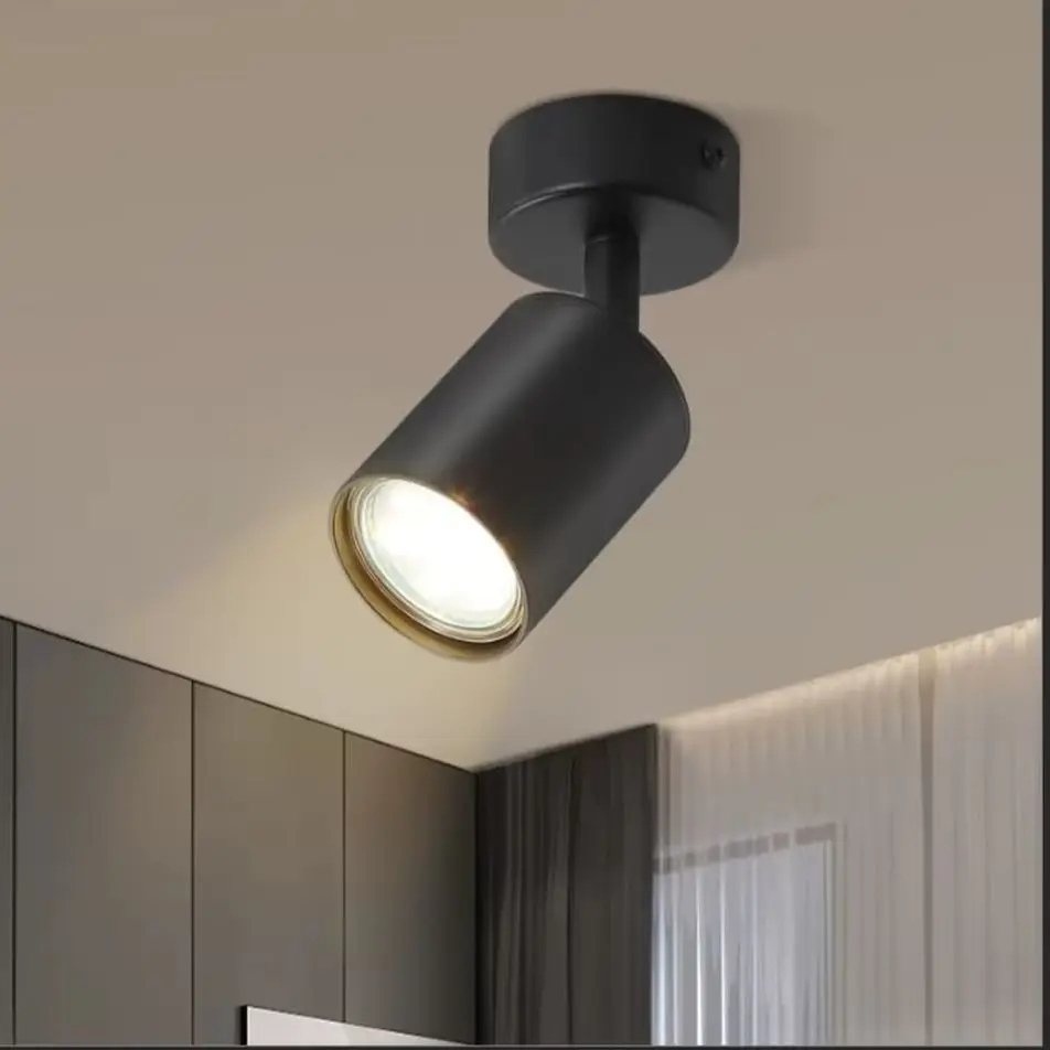 Deckenspots 1 Flammig Schwarz Deckenstrahler - Deckenleuchte GU10 Schwenkbar 350° Spotleuchte Mode Wand Deckenlampe Spots LED für Küche Flur Wohnzimmer, Ohne Leuchtmittel