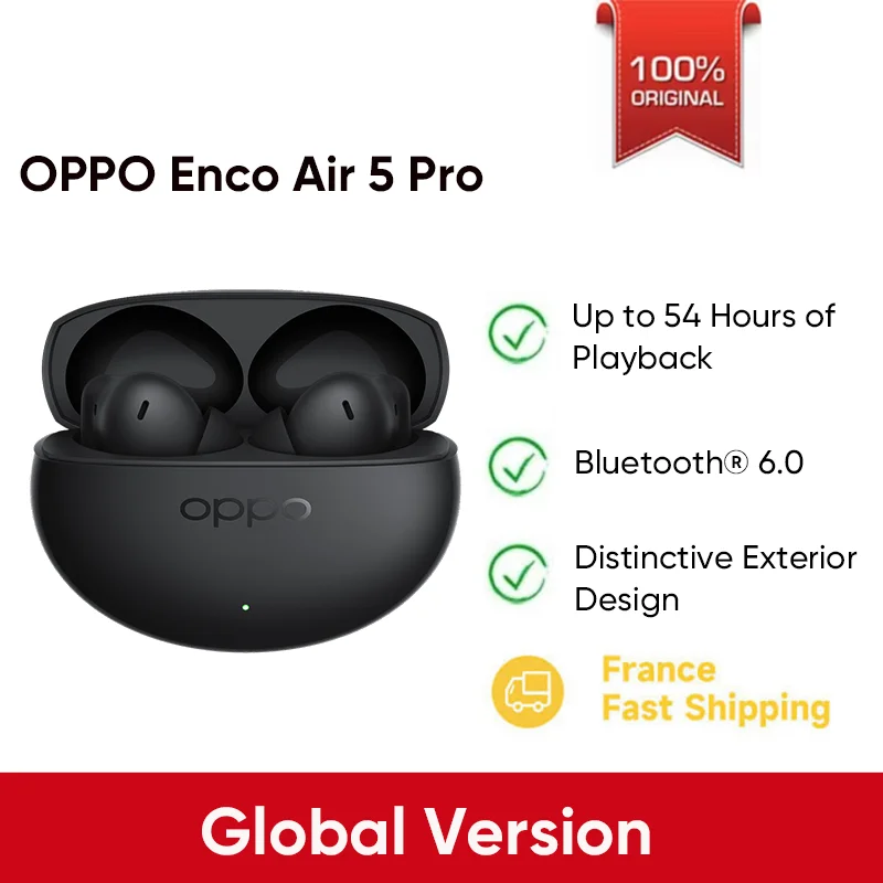 OPPO Enco Air 5 Pro TWS Wireless Bluetooth 6.0 Kopfhörer LHDC5.0 55 dB aktive Geräuschunterdrückung 54 Stunden Akkulaufzeit