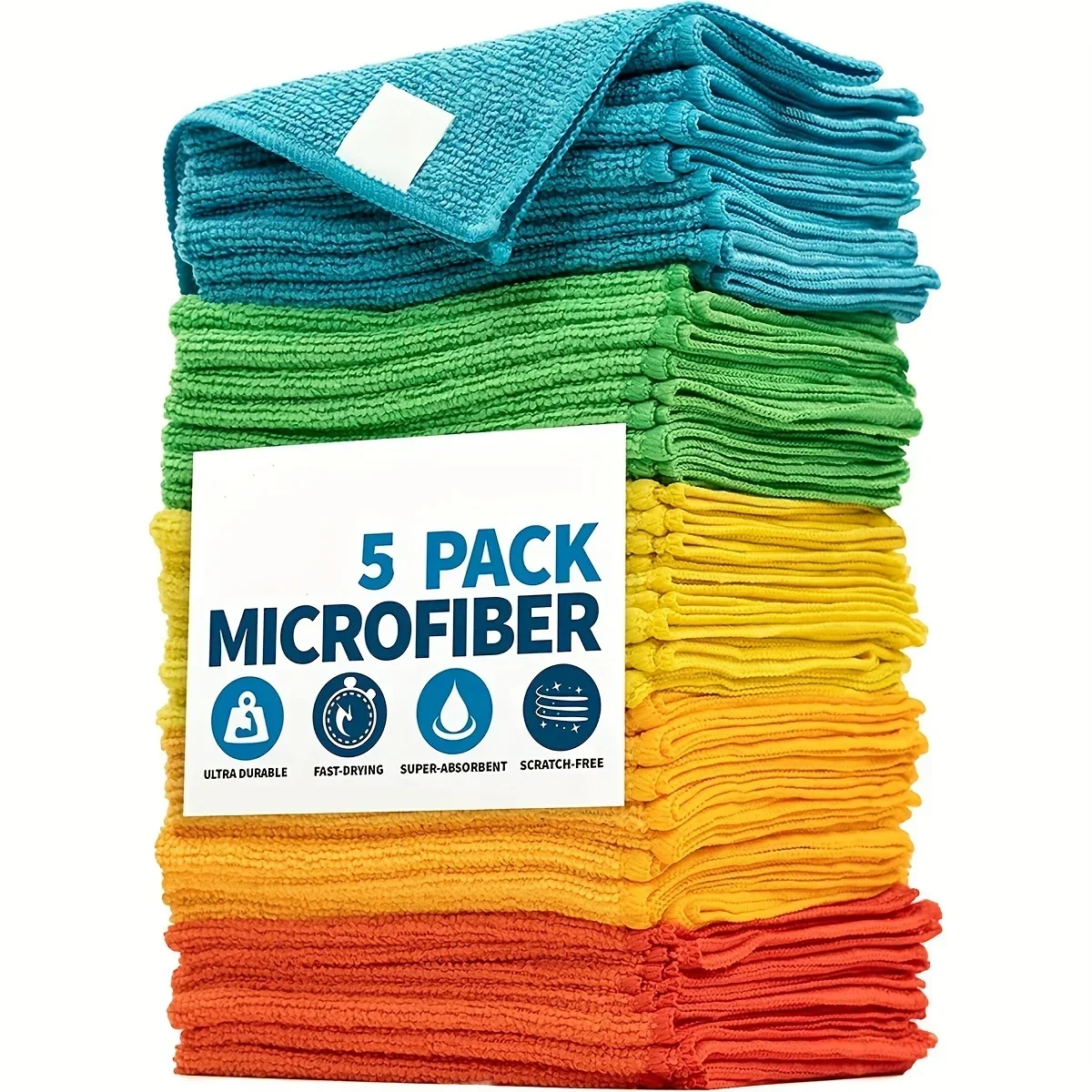 10/5/3pcs Microfiber Cleaning Cloth Durable Absorbent Dishwashing Household Rag for Kitchen Bathroom