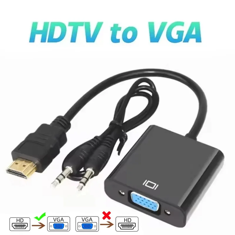 HDMI-compatible To VGA Adapter 1080P Digital To Analog Converter Cable With Audio Power Supply For Xbox/PS4 Laptops TV Box HDTV