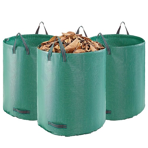 Confezione da 3 sacchi riutilizzabili da 72 galloni per rifiuti da giardino, grandi sacchi per prato e giardino, contenitore per foglie da giardino pieghevole resistente, contenitore per erba tagliata