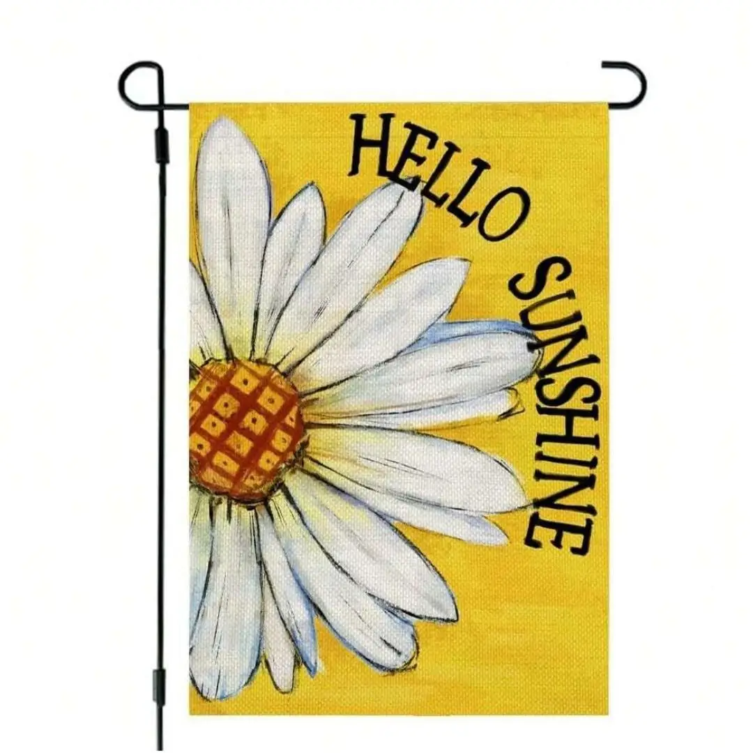 1pc Hello Sunshine Summer Garden Flag ， Small Garden Flags for Outside，Yard Decoration，Holiday Garden Flags for All Seasons