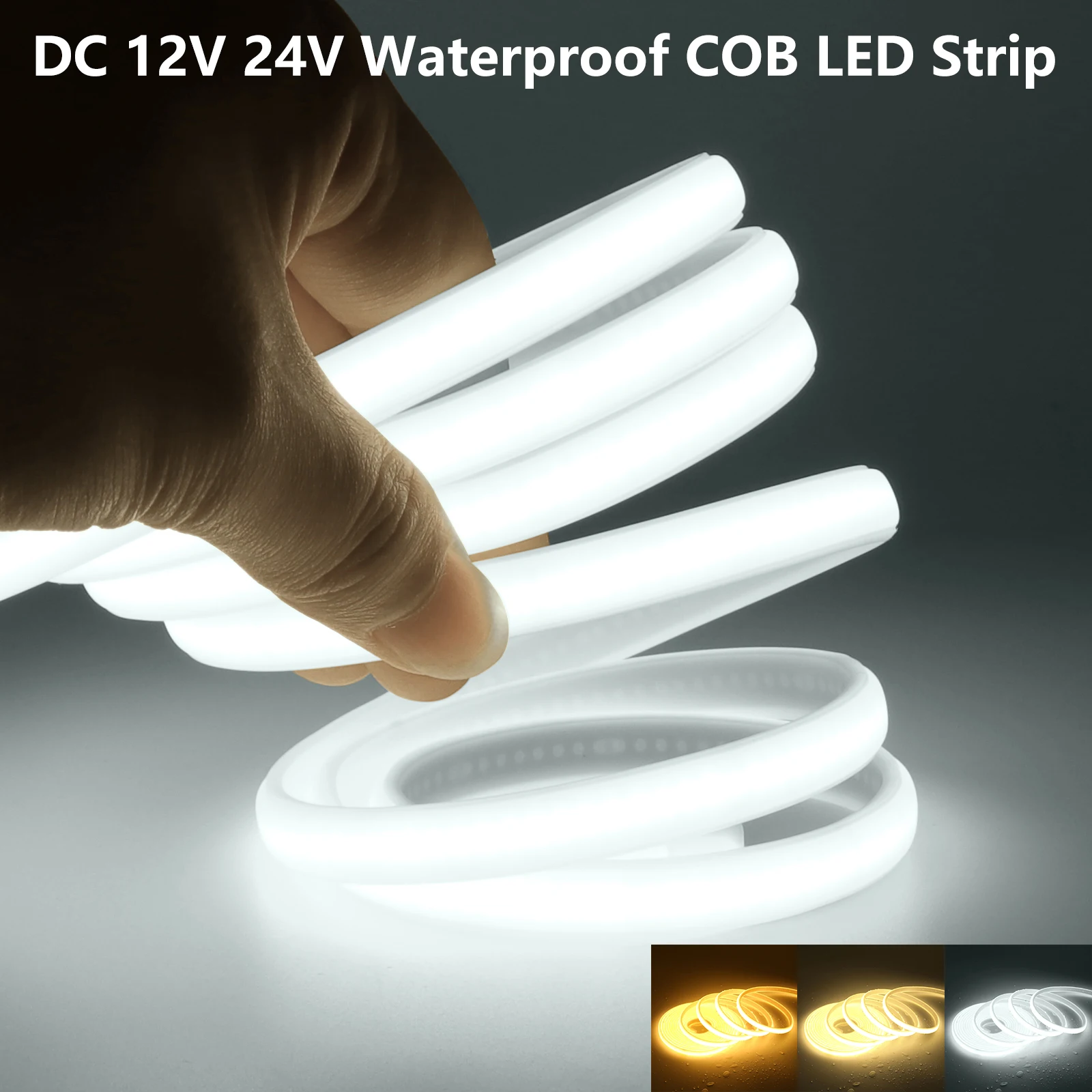 12V 24V COB LED-Streifen Wasserdicht 320LEDs/m Flexibles Klebeband 3000K 4000K 6000K LED-Schrankbeleuchtung COB-Streifen Raumdekoration