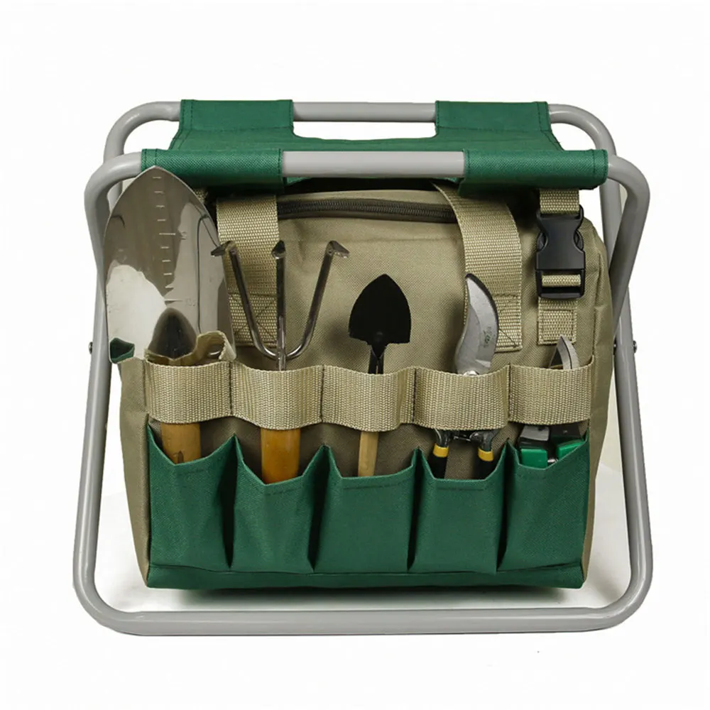 Organisateur d'outils de jardin, tabouret de jardin pliable, tabouret de jardinage