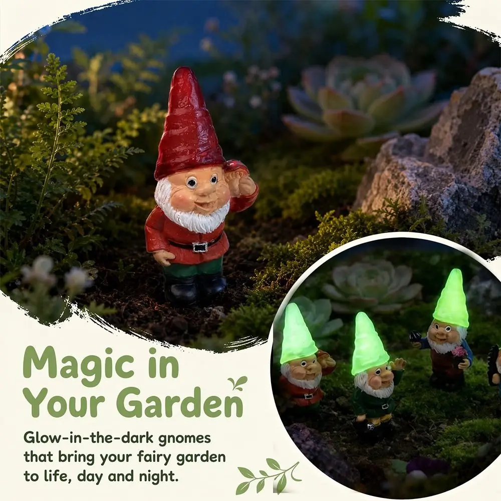 4 pièces de lampes de jardin lumineuses en forme de nain elfe, statuettes de jardin à insérer pour micro-paysage, ornements de jardin en résine en forme de nain pour patio