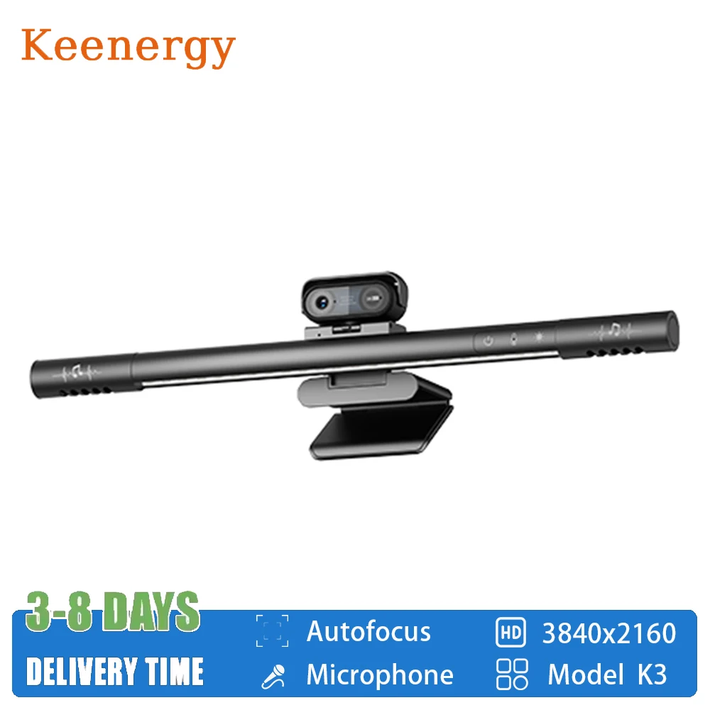 Mini webcam Keenergy 4K HD pour PC, webcam avec deux micros intégrés à réduction de bruit, correction automatique de la lumière pour les visioconférences en direct.