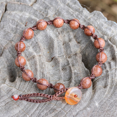 Sparkling Worlds,'Sparkling Glass Beaded Bracelet with Carnelian Button Clasp'