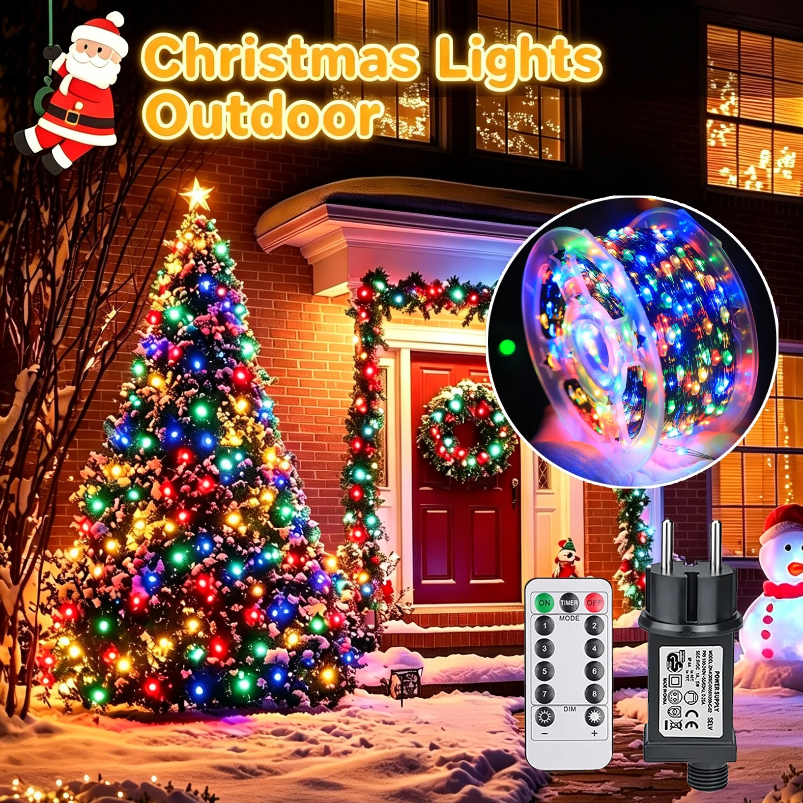 LED-Lichterkette für Außen, Feenlicht, Weihnachtsbaum-Kupferdraht-Licht, EU/US-Stecker, Campinglampe für Hochzeit, Party, Halloween-Dekoration
