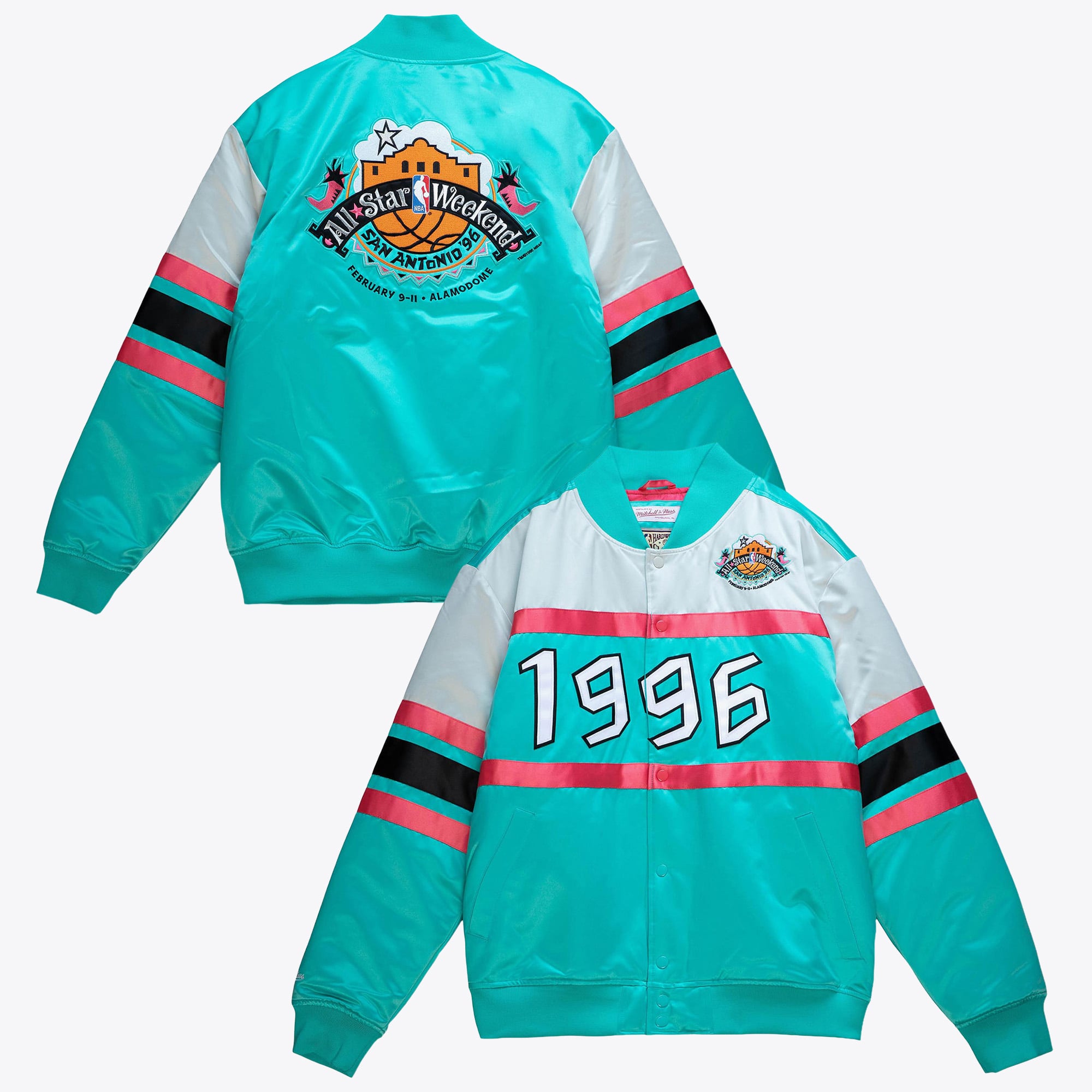 NBA Mitchell & Ness 1996 Heavyweight Satin Jacket All-Star – Türkis – Herren