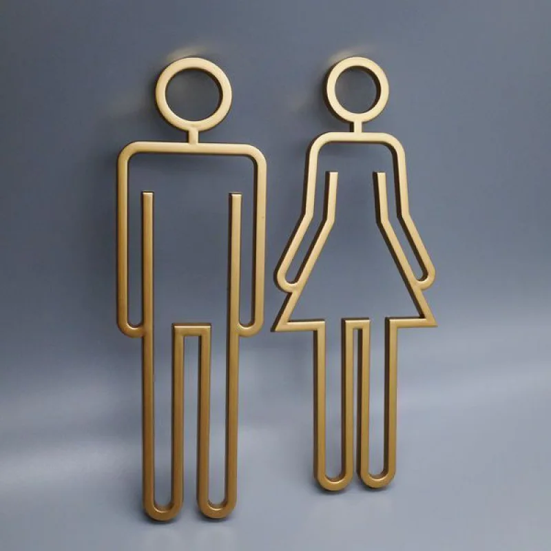 Un ensemble de panneaux de salle de bains ajourés en trois dimensions, panneaux de porte de salle de bains créatifs, signalisation de salle de bains, décoration de salon