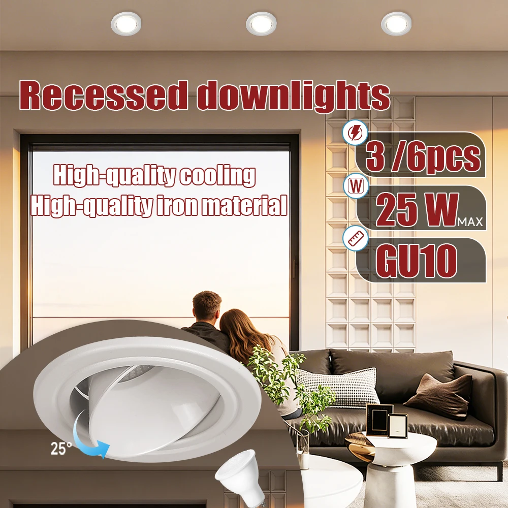 LED-Downlight GU10 Einbau-Deckenleuchte Spot Runde LED-Panel-Downlights Einbaustrahler für Wohnzimmerbeleuchtung