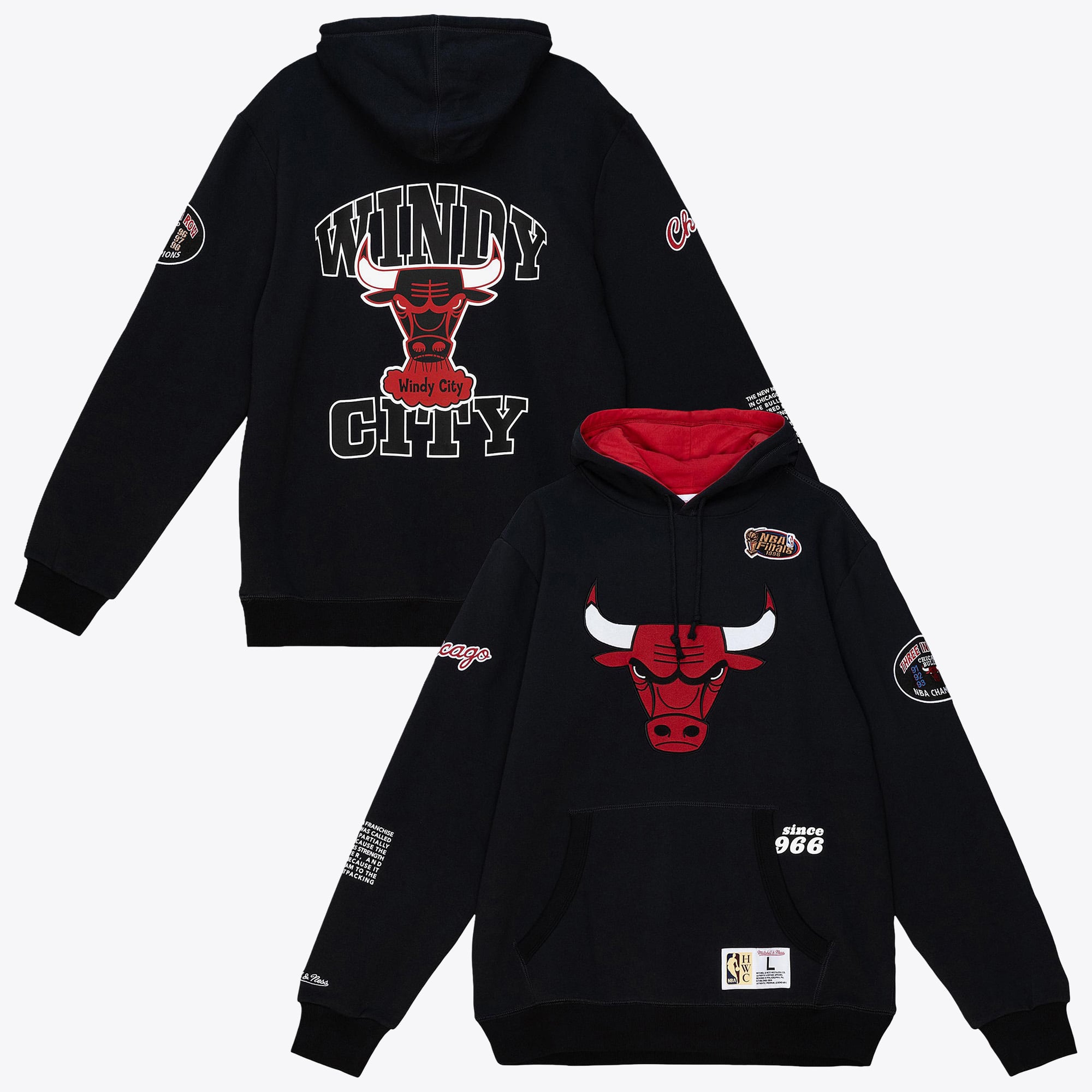 Chicago Bulls Mitchell & Ness Team Origins Fleece-Hoodie – Schwarz – Herren