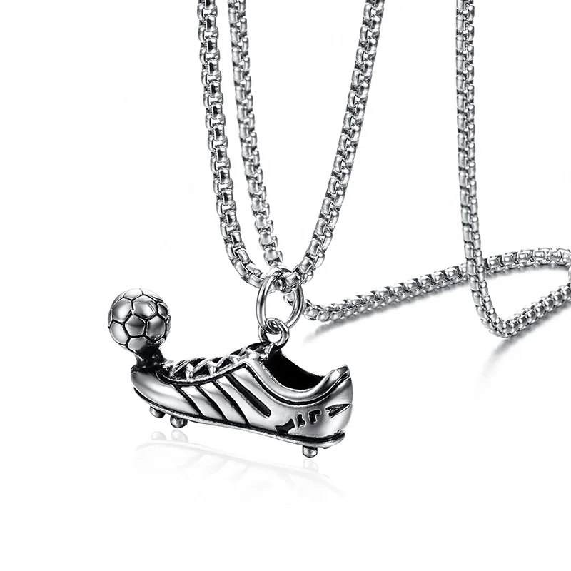 Wukaka Punk Fußballschuh Anhänger Halskette Kette für Jungen Hip Hop Anhänger Herren Halskette Mann Schmuck