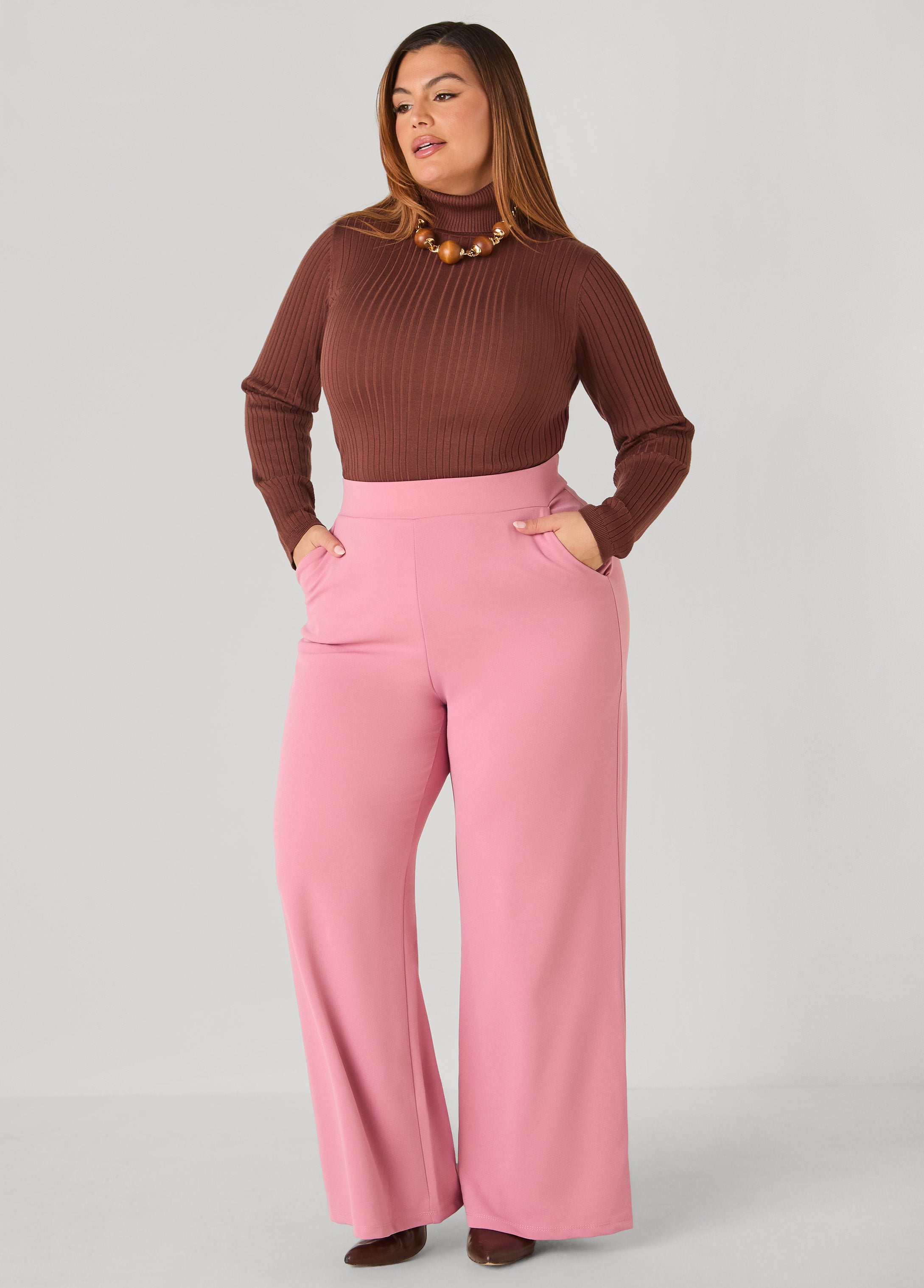 Plus Size High Waist Wide Leg Pants