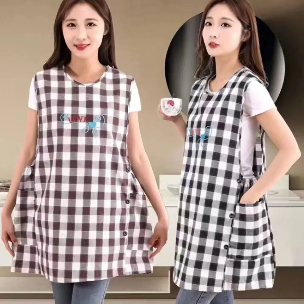 Multipurpose Stain-Resistant Kitchen Apron Sleeveless Breathable Cooking Apron Wipeable Hands Cotton Workwear Apron Home Kitchen