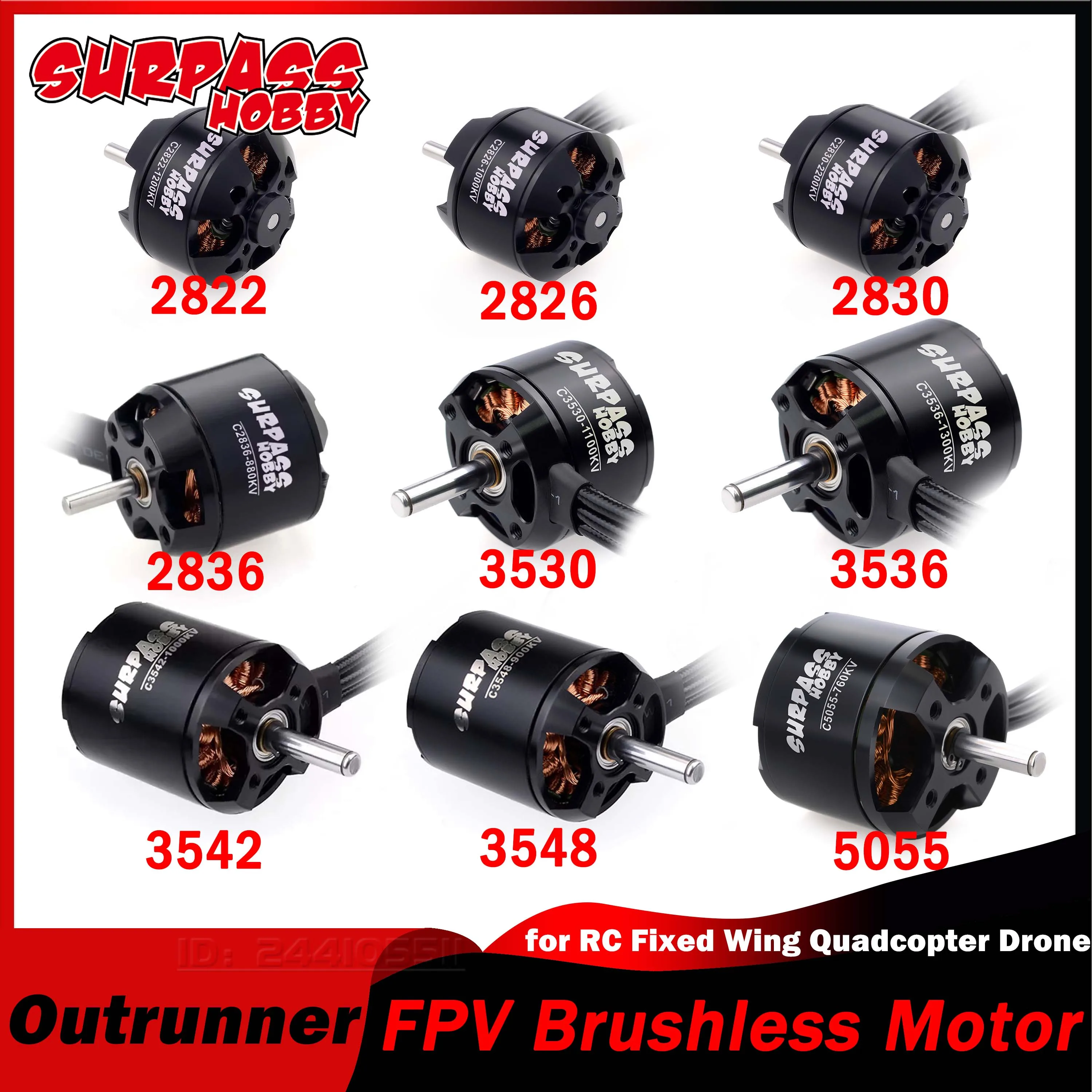 SURPASS HOBBY 2822 2826 2830 2836 3530 3536 3542 3548 5055 FPV Brushless Motor for RC 3D Fixed Wing Quadcopter Drone Multicopter