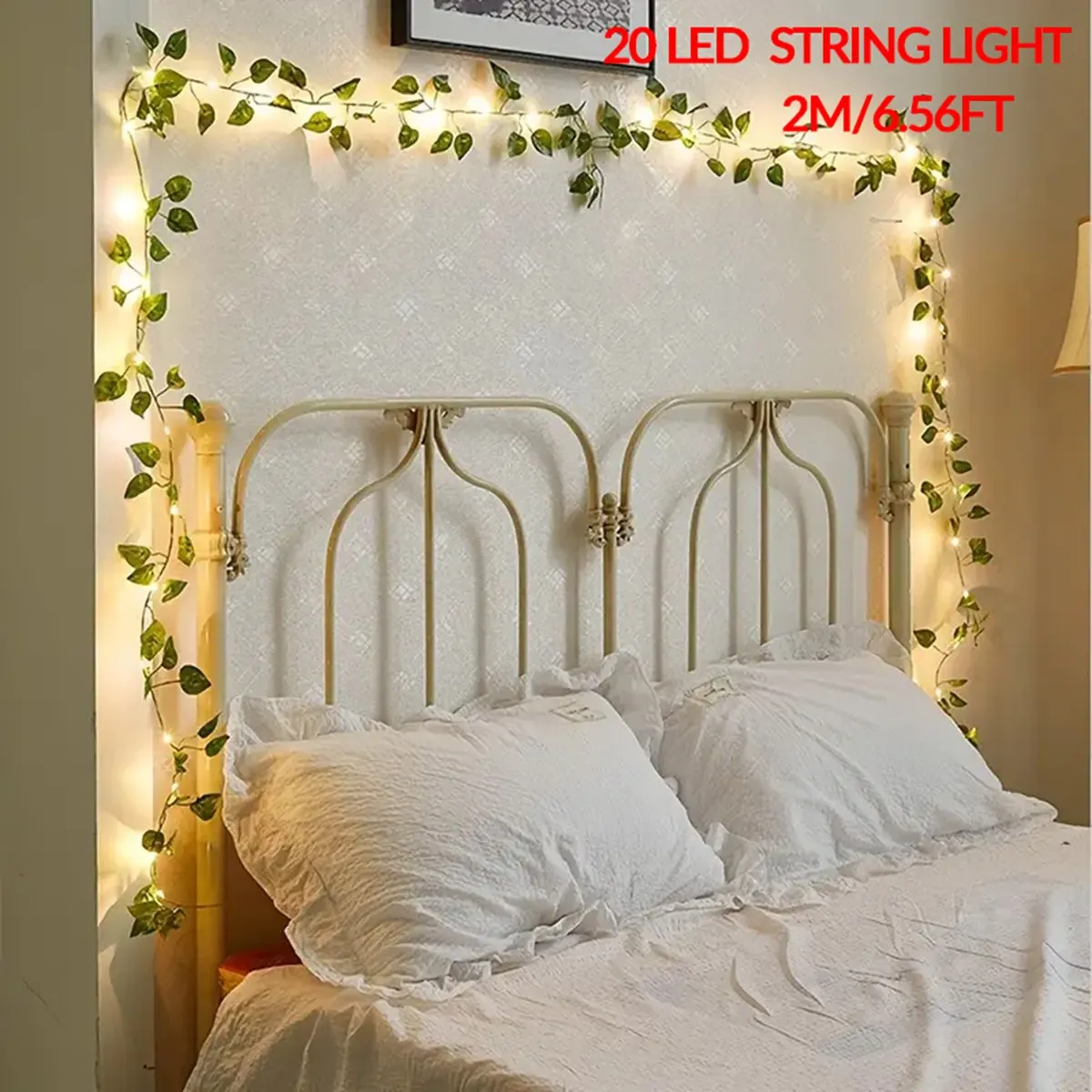 1pc Künstliche Pflanzen LED Lichterketten 6,56ft 20LED Scindapsus Blätter Lichterketten Batterie Betrieben Für Hängen Festival Dekor
