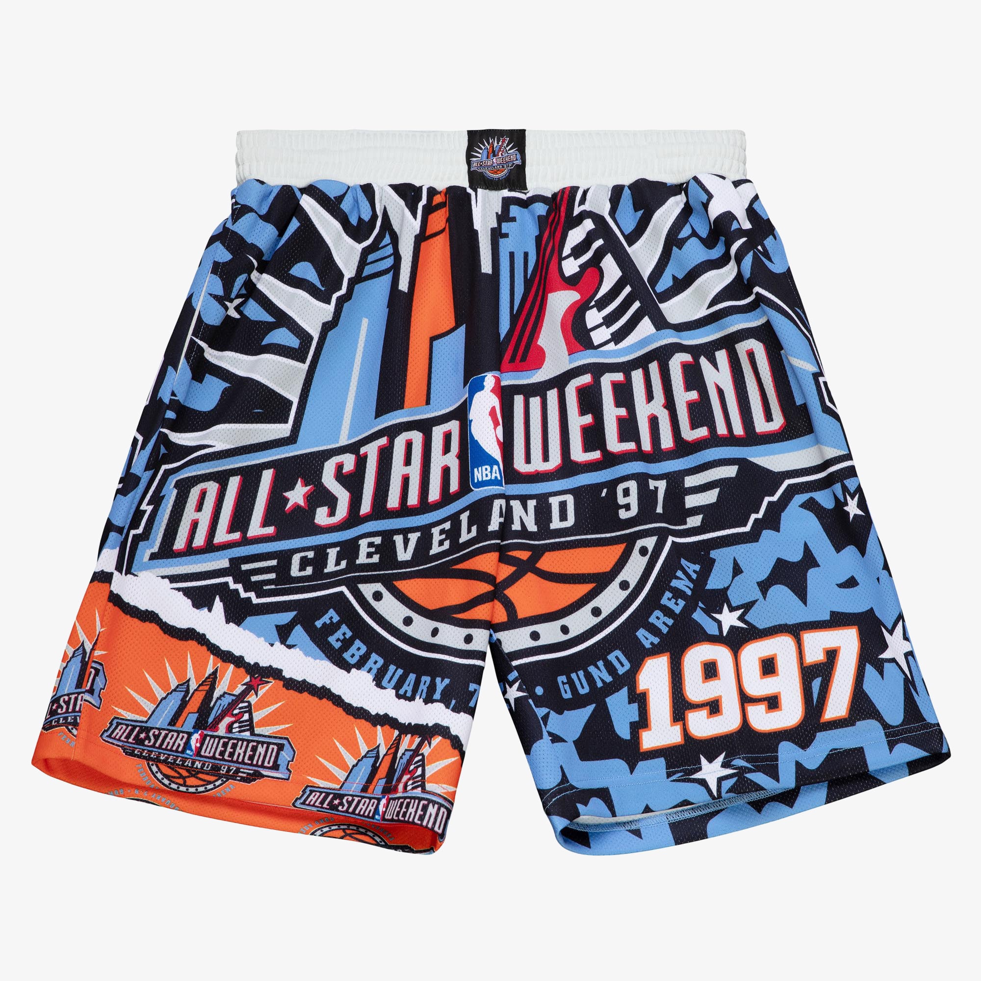 NBA Mitchell & Ness Short Sublimé Jumbotron 2.0 All-Star – Bleu/Orange – Homme - Homme Taille: XS