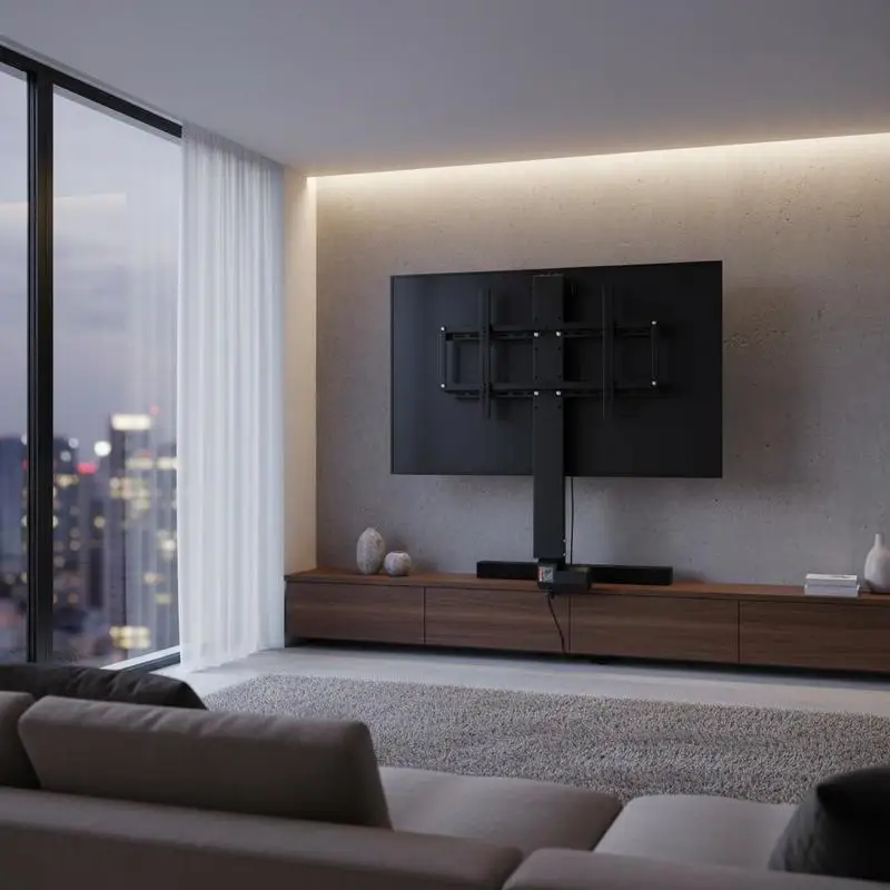 Support TV pour téléviseurs LCD, LED et plasma, support TV automatique, élévateur TV, support élévateur TV réglable en hauteur de 107,4 à 187,2 cm, réglable en hauteur et stable, max. 60 kg